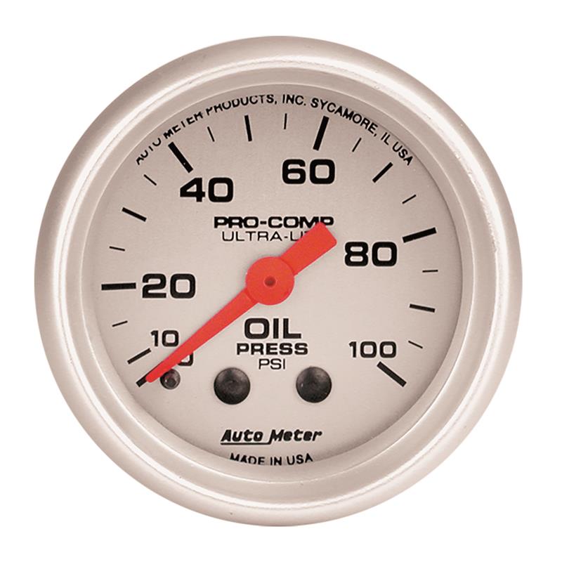 AutoMeter 4321 Ultra-Lite 52mm 0-100 PSI Mechanical Oil Pressure Gauge