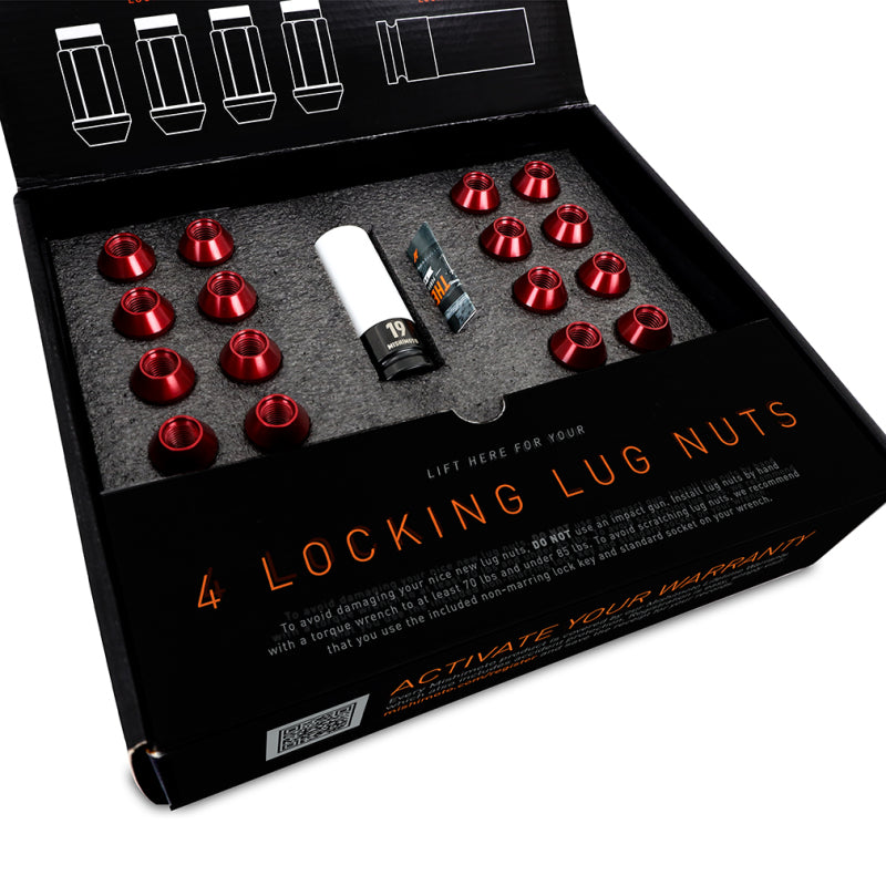 Mishimoto Aluminum Locking Lug Nuts M12x1.5 20pc Set Red - #MMLG-15-20LRD