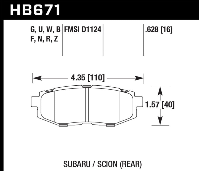 Hawk Performance HB671N.628 HP Plus Crossover Street/Motorsport Brake Pads