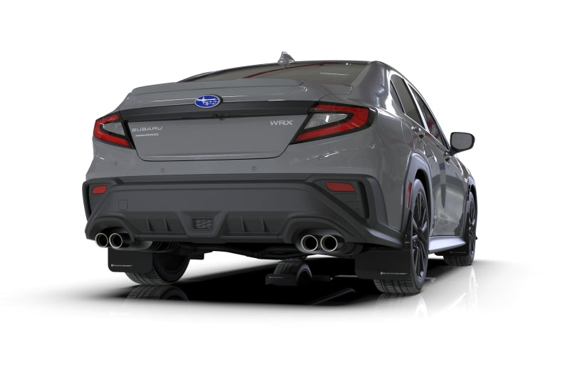 Rally Armor Mud Flaps - 2022-2025 Subaru WRX - RAL UR Blk Flap/Dark Grey Logo - #MF92-UR-BLK/DGRY
