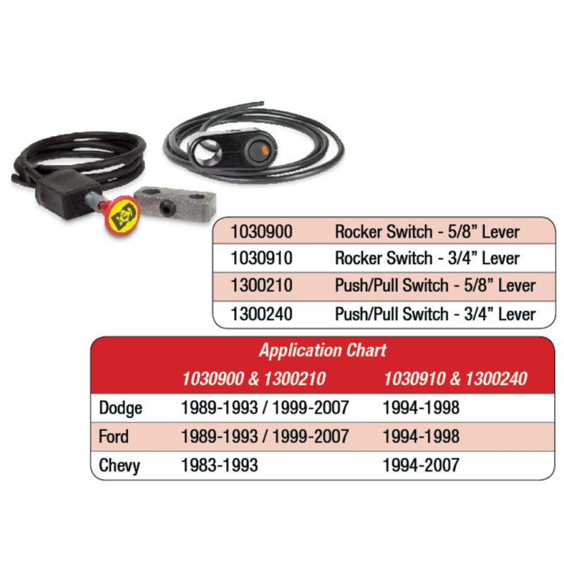 BD Diesel Push/Pull Switch Kit Exhaust Brake - 5/8in Manual Lever 1300210