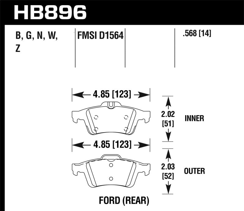 Hawk Performance HB896G.568 DTC-60 Motorsport Brake Pads