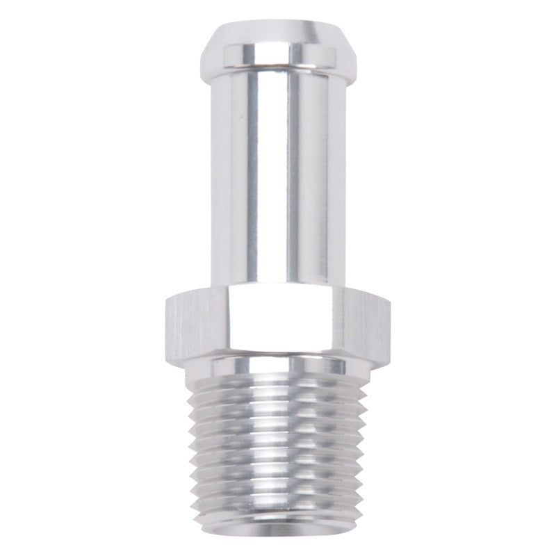 Edelbrock 8115 Hose End Straight 3/8 in NPT to 1/2 in Barb Clear Anodized