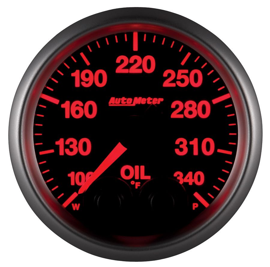 AutoMeter 5640 Elite 52mm 100-340 Degrees F Oil Temperature Gauge with Peak & Warn