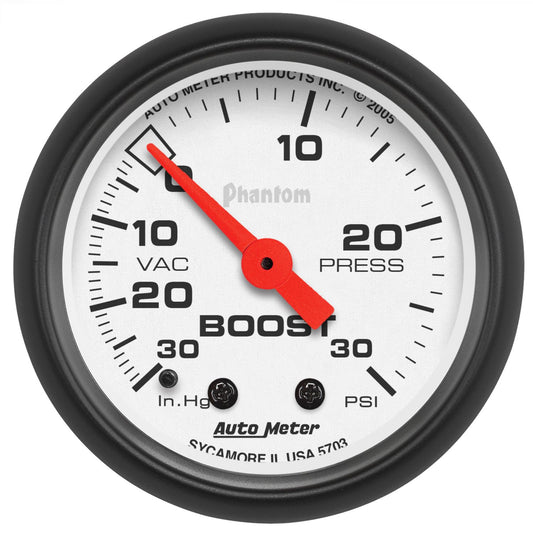 AutoMeter 5703 Phantom 52mm 30 PSI Mechanical Boost Gauge