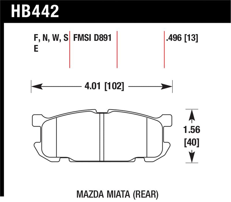 Hawk Performance HB442N.496 HP Plus Crossover Street/Motorsport Brake Pads
