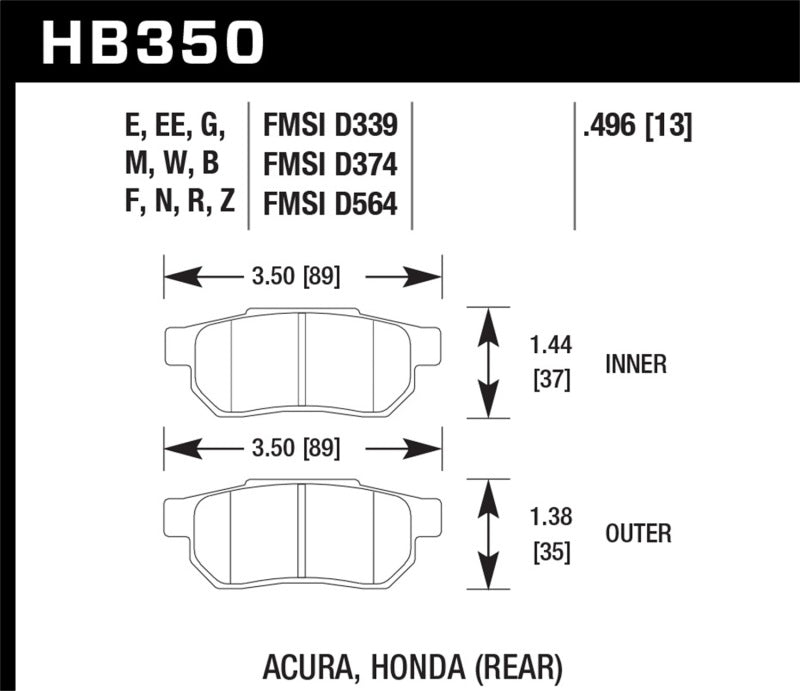 Hawk Performance HB350B.496 HPS 5.0 Street Brake Pads