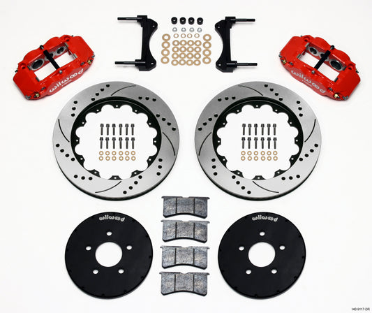 Wilwood Narrow Superlite 6R Front Hat Kit 14.00in Drill Red 1994-2004 Mustang - #140-9117-DR
