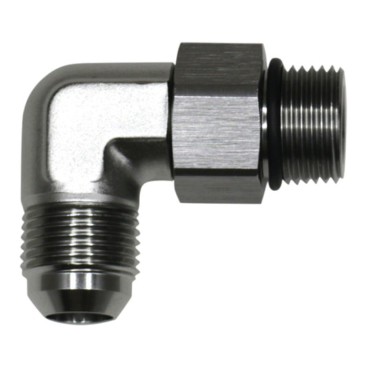 DeatschWerks 10AN ORB Male Swivel to 10AN Male Flare 90-Degree Fitting - Anodized Titanium