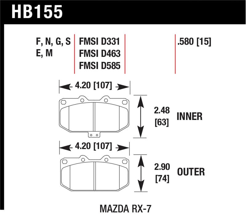 Hawk Performance HB155W.580 DTC-30 Motorsport Brake Pads