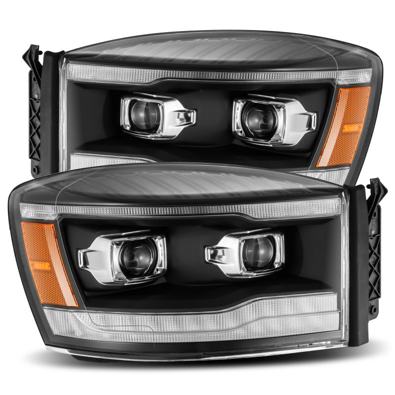 AlphaRex 880532 06-08 Dodge Ram 1500 HD PRO-Series Projector Headlights Plank Style Black w/Sequential Signal/DRL