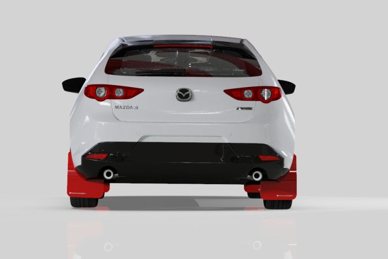 Rally Armor Mud Flaps - 2019-2025 Mazda 3 - RAL UR Blk Flap/Dark Grey Logo - #MF61-UR-BLK/DGRY