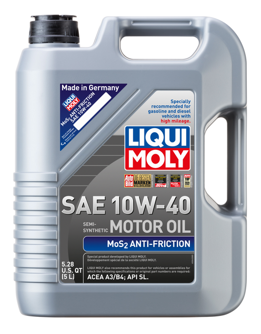 LIQUI MOLY 5L MoS2 Anti-Friction Motor Oil 10W-40 (2043) - Pack of 4