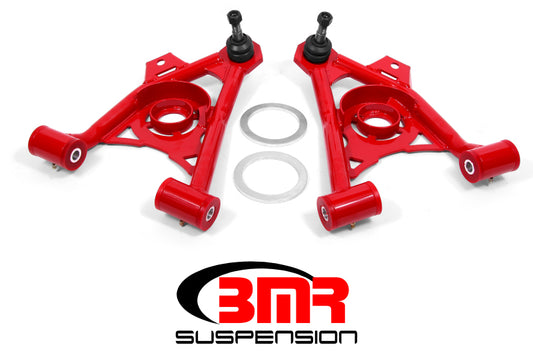 BMR 94-04 Mustang Lower Non-Adj. A-Arms (Poly) with Tall Ball Joint / Spring Pocket - Red