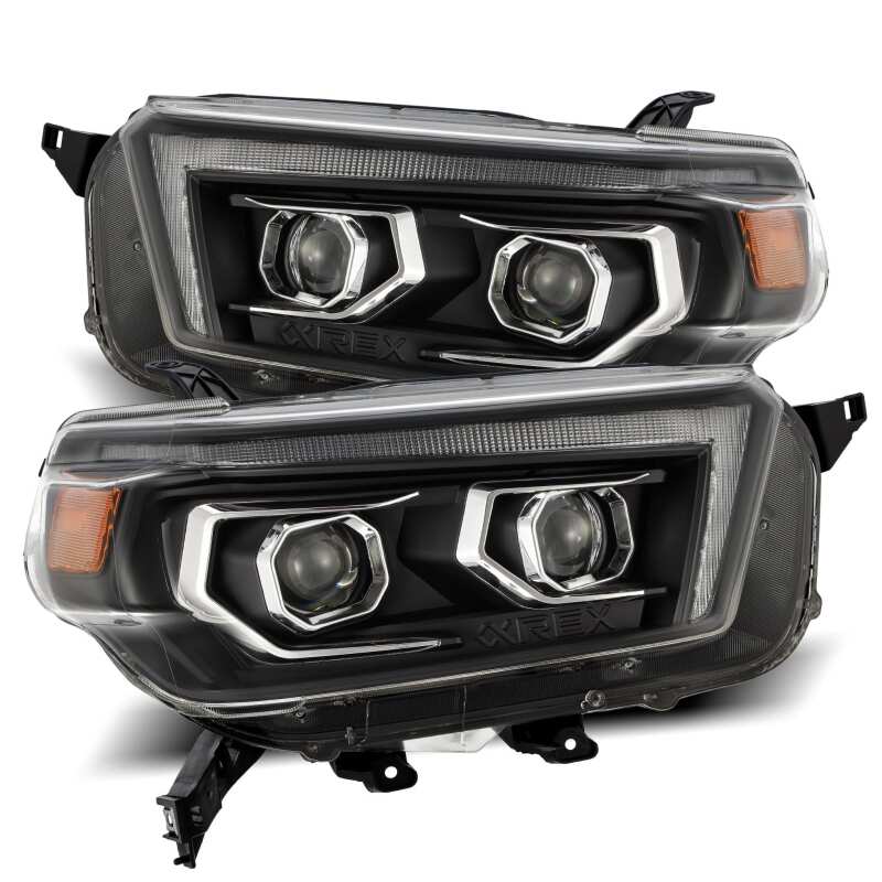 AlphaRex 880755 10-13 Toyota 4Runner PRO-Series Projector Headlights Plank Style Black w/Sequential Signal/DRL