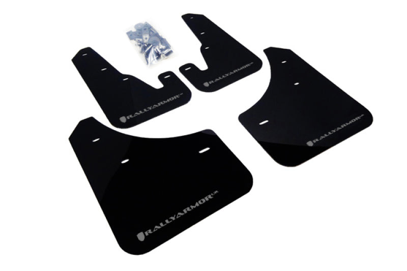 Rally Armor UR Mud Flaps - 2004-2009 Mazda 3 - Black/Silver Logo - #MF9-UR-BLK/SIL