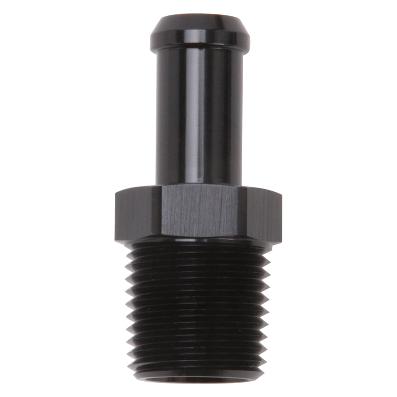 Edelbrock 8119 Hose End Straight 1/2 in NPT to 1/2 in Barb Black Anodized