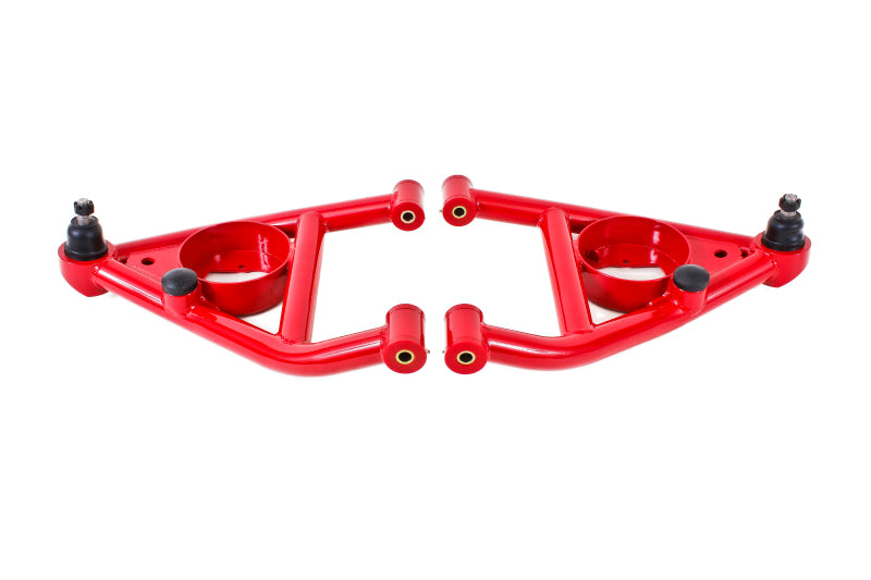 BMR 1967-1969 F-Body A-arms Lower, DOM Non-adjustable Polyurethane Bushings Front Bump Stops Red