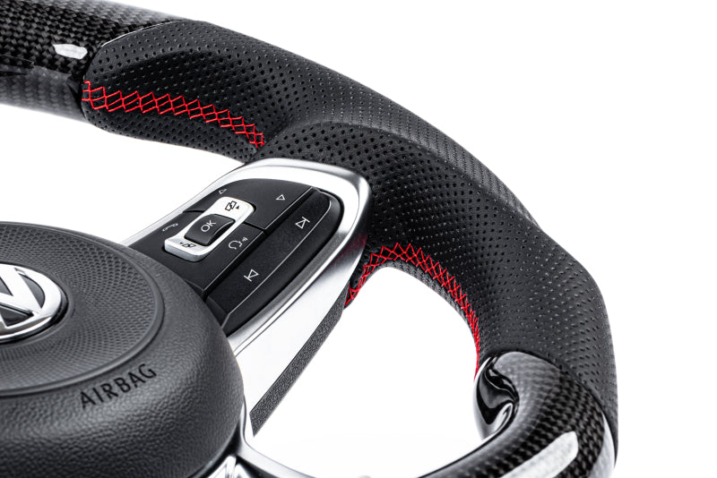 APR 15-26 Volkswagen Golf R/GTI/Jetta (MK7) Carbon Fiber/Red Stitch Steering Wheel (Non Paddles)