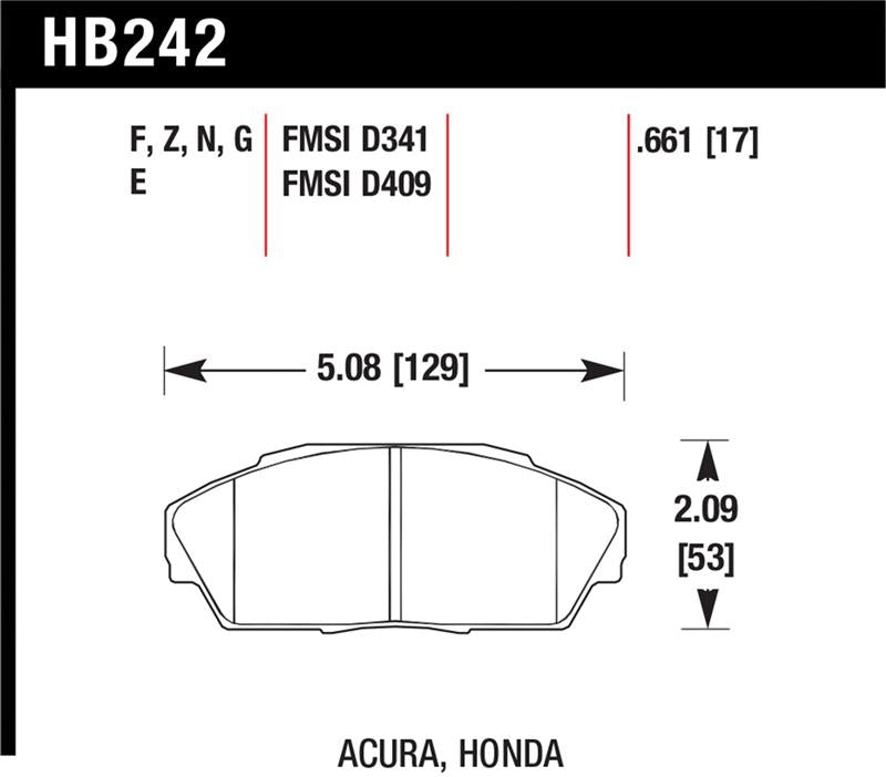Hawk Performance HB242G.661 DTC-60 Motorsport Brake Pads