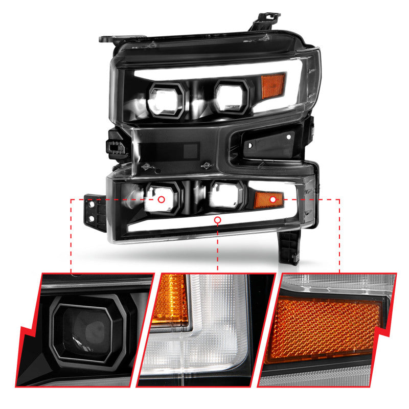 ANZO 2019-2022 Chevrolet Silverado 1500 LED Projector Headlights