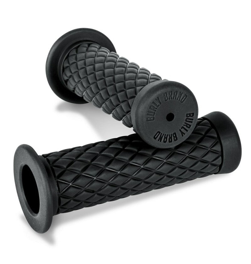 Burly Brand B16-1004 Rubber Diamondback Grips 7/8 in Black