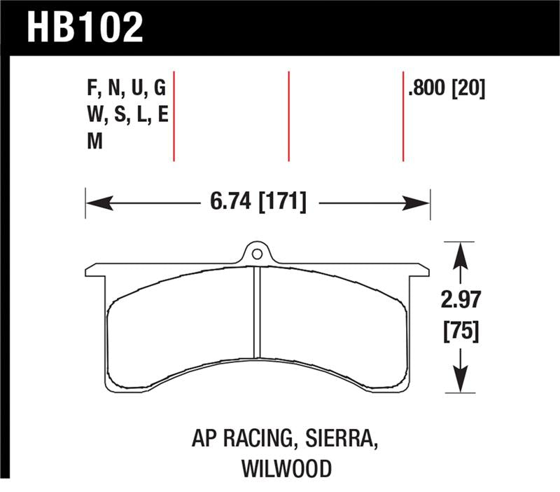 Hawk Performance HB102U.800 DTC-70 Motorsport Brake Pads
