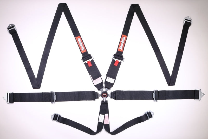 RaceQuip 747007 Black SFI Camlock 6-Point Pull-Up Lap Head & Neck Restraint Seat Belt
