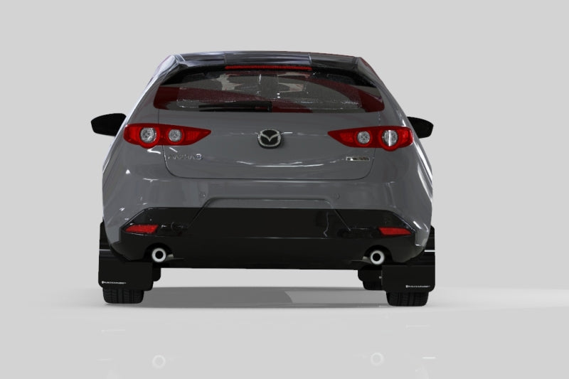 Rally Armor UR Mud Flaps - 2019-2025 Mazda 3 - Black/White Logo - #MF61-UR-BLK/WH