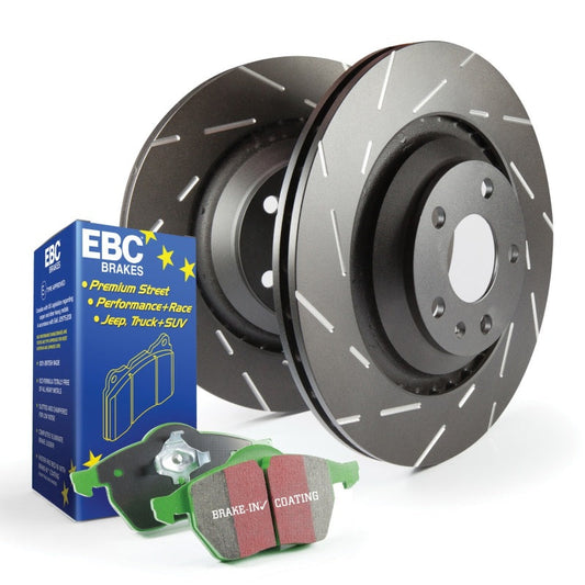 EBC S2 Rear Brake Kit Greenstuff 2000 Pads USR Slotted Rotors S2KR3488 (image of S2KR1884)