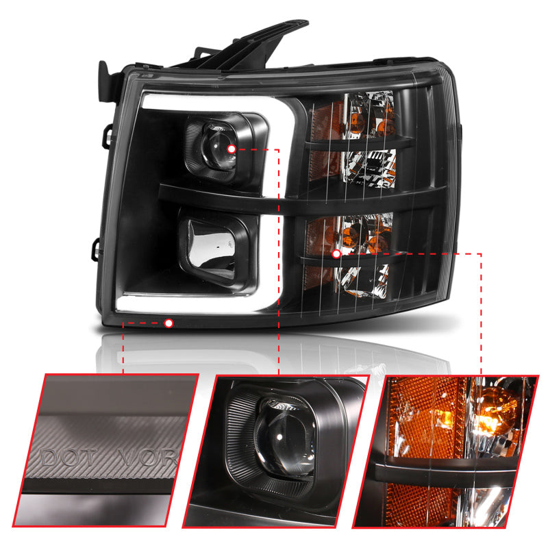 ANZO 2007-2014 Chevrolet Silverado 2500 HD LED Projector Headlights