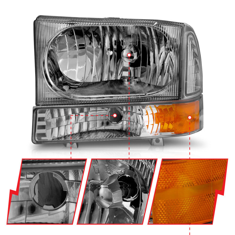 ANZO 1999-2004 Ford F-250 Super Duty Crystal Headlights