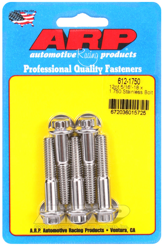 ARP 612-1750 5/16in-18 x 1.750in 12pt SS Bolts (5/pkg)