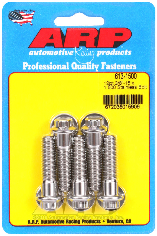 ARP 613-1500 3/8in-16 x 1.500in 12pt SS Bolts (5/pkg)