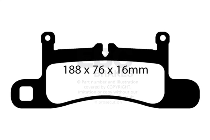 EBC 12-15 Porsche 911 (991) (Cast Iron Rotor only) 3.4 Carrera Yellowstuff Rear Brake Pads DP42098R