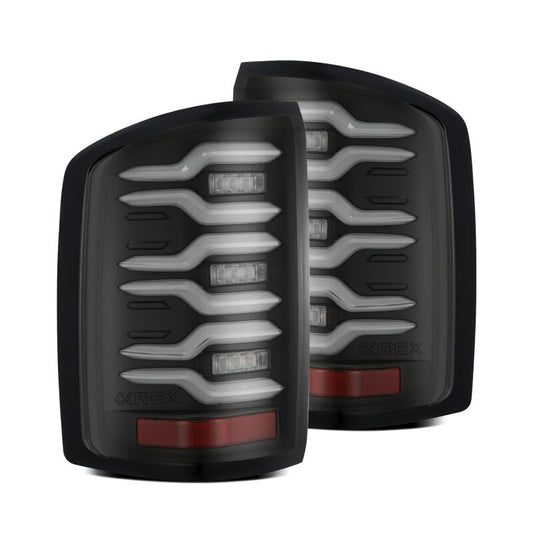 AlphaRex 630040 14-18 GMC Sierra 1500/2500 HD/3500 HD LUXX-Series LED Tail Lights Black w/Activation Light & Sequential Signal