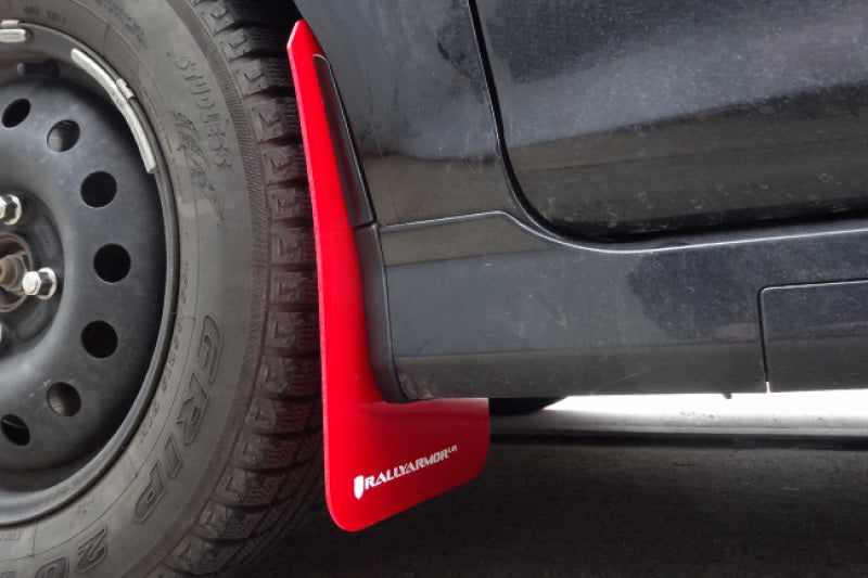 Rally Armor UR Mud Flaps - 2014-2019 Ford Fiesta - Red/White Logo - #MF29-UR-RD/WH