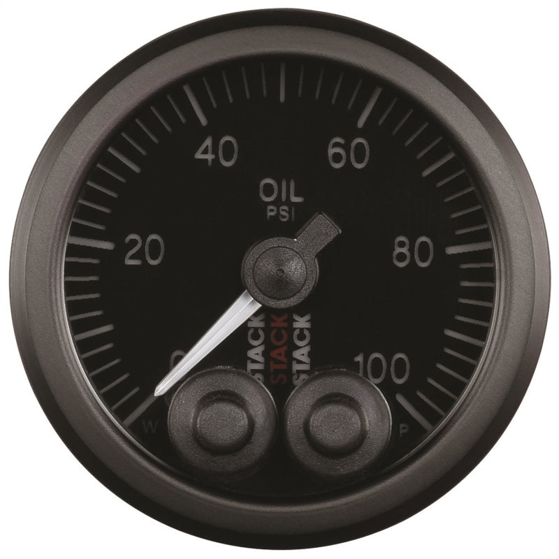 AutoMeter ST3502 Stack Pro-Control 52mm 0-100 PSI Oil Pressure Gauge Black 1/8 NPTF