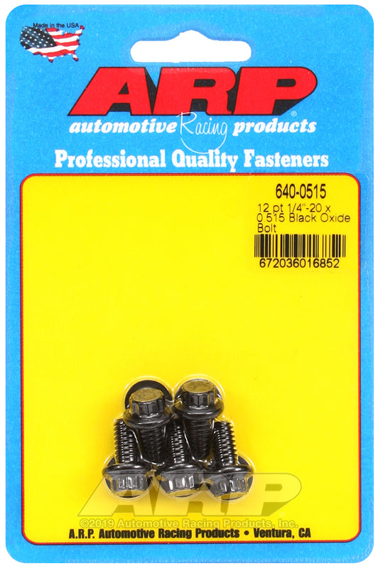 ARP 640-0515 1/4in-20 x 0.515in 12pt Black Oxide Bolts