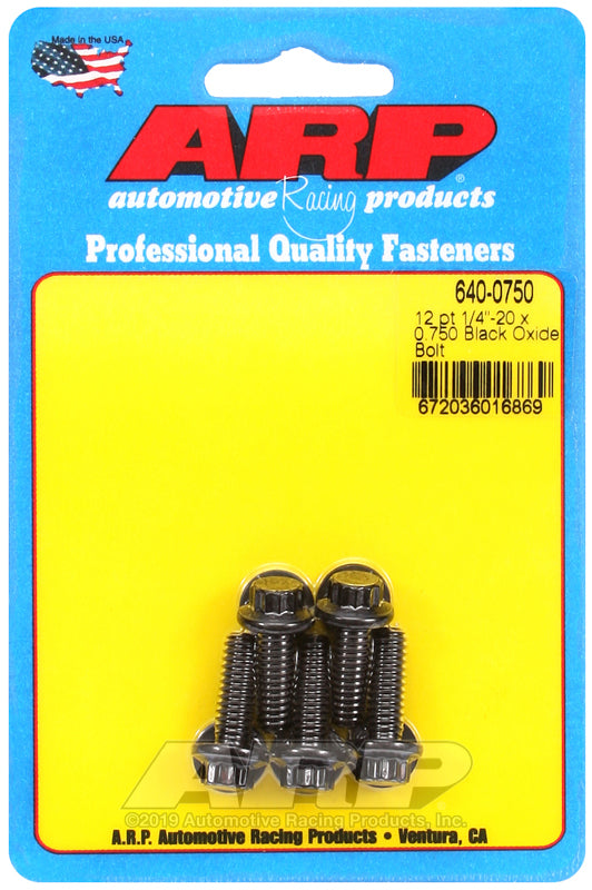 ARP 640-0750 1/4in-20 x 0.750in 12pt Black Oxide Bolts