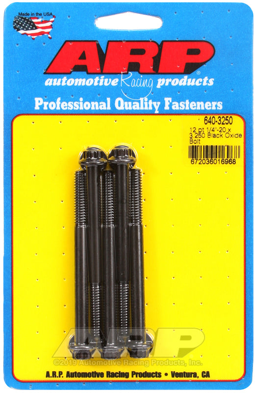 ARP 640-3250 1/4in-20 x 3.250in 12pt Black Oxide Bolts