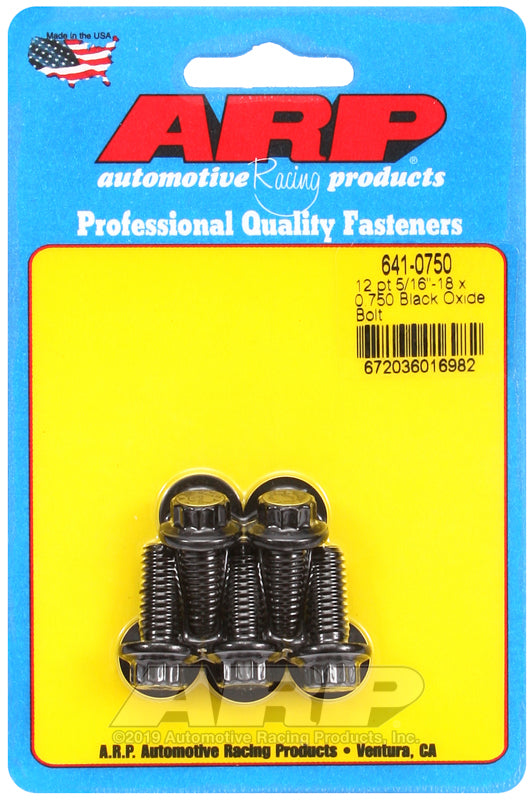 ARP 641-0750 5/16in-18 x 0.750in 12pt Black Oxide Bolts