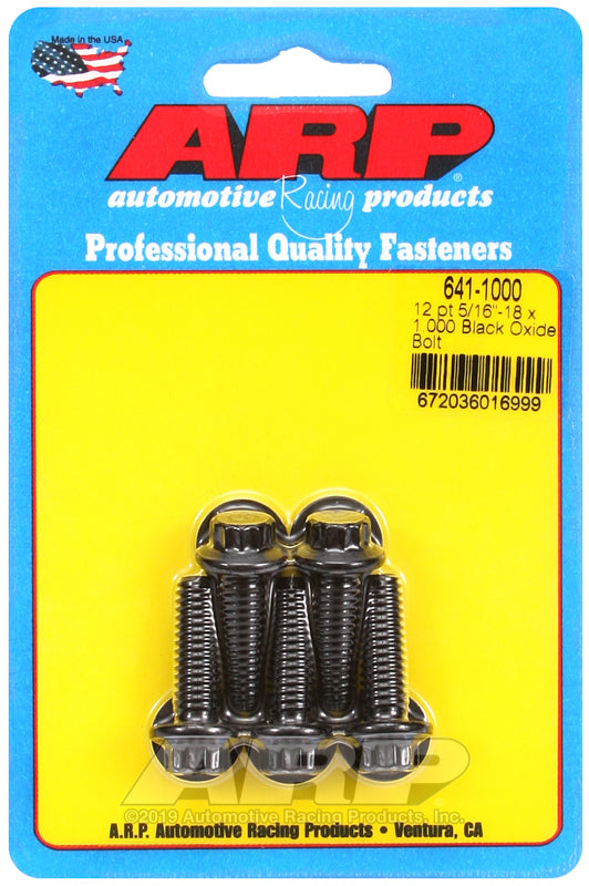 ARP 641-1000 5/16in-18 x 1.000in 12pt Black Oxide Bolts