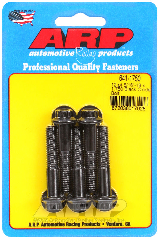 ARP 641-1750 5/16in-18 x 1.750in 12pt Black Oxide Bolts (5/pkg)
