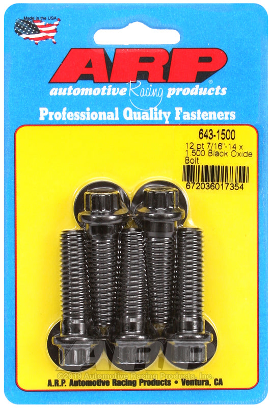 ARP 643-1500 7/16in-14 x 1.500in 12pt Black Oxide Bolts