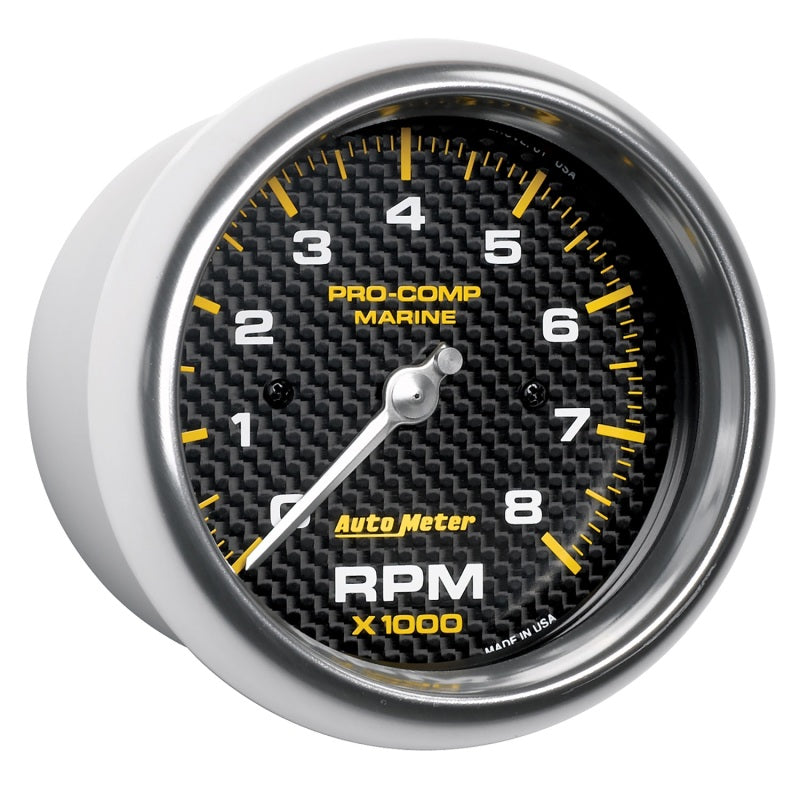 AutoMeter 200779-40 Marine Carbon Fiber 3-3/8in 8K RPM In-Dash Tachometer
