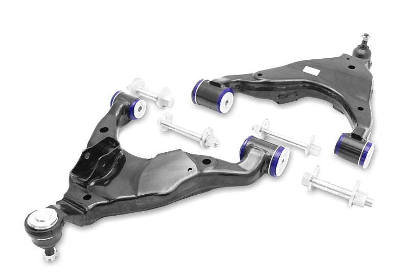 SuperPro Front Lower Control Arm, Ball Joint and Camber Pin Kit - Double Offset Extended Range of Adjustment