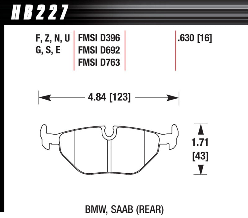 Hawk Performance HB227W.630 DTC-30 Motorsport Brake Pads