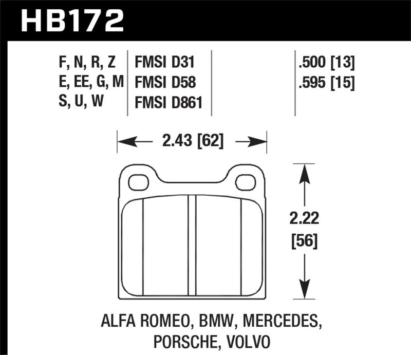Hawk HB172F.595 Brake Pads HPS