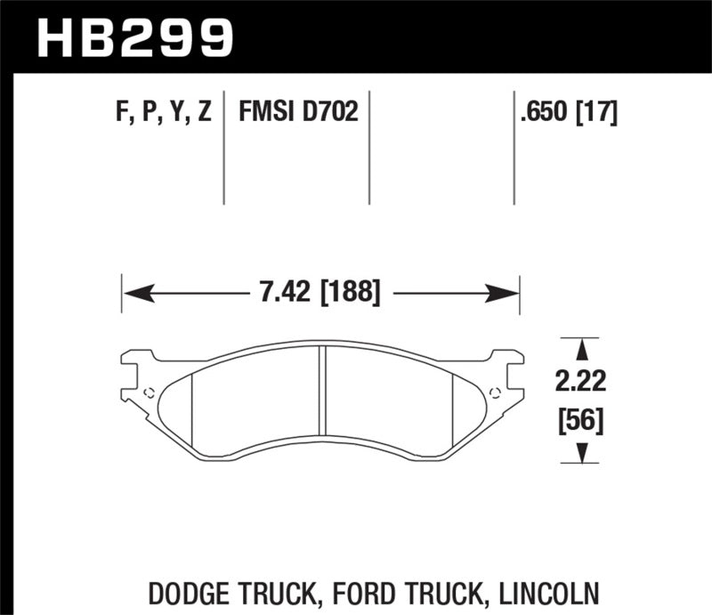 Hawk Performance HB299Y.650 LTS Light Truck and SUV Street Brake Pads